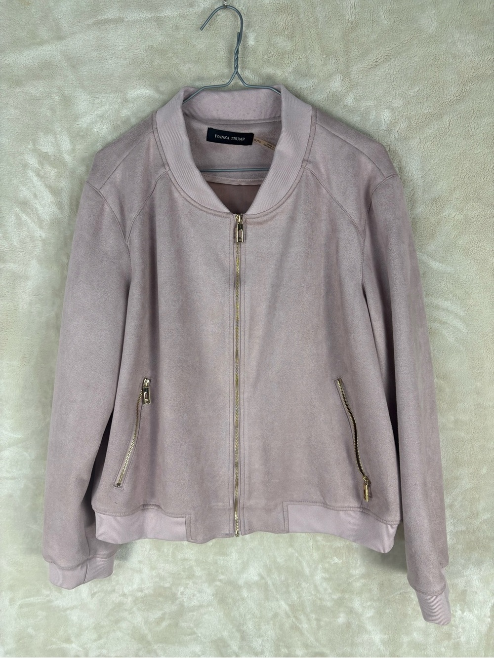 Ivanka Trump Dusty Rose Faux-Suede Bomber Jacket
